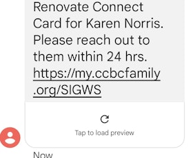 Using a short link to notify connectors in a text message shared by Karen Norris